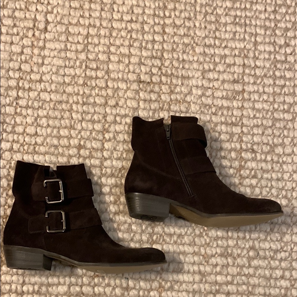 Paul Green Brown Suede Ankle Booties with Buckles
